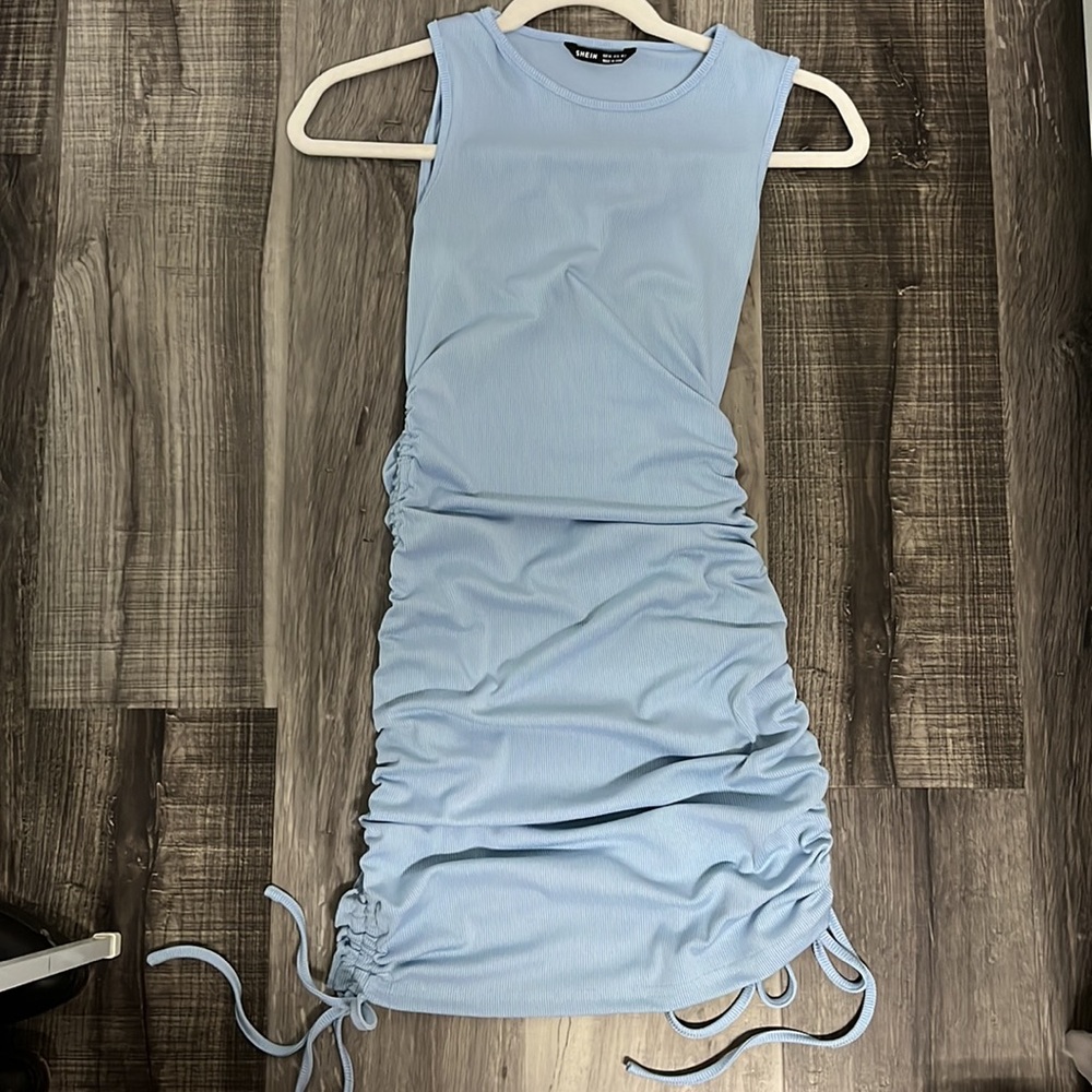 Blue dress with side ties - Picture 5 of 5